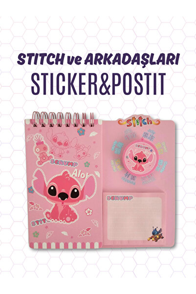 Ceylan Kırtasiye Stitch Postit, Sticker ve Not Kağıdı Sayfalı Spiralli Defter...