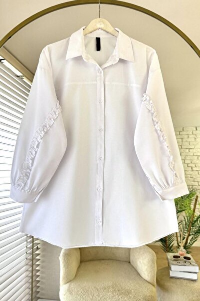 HİFADEN Women's Ruffled Sleeves Robe Hijab Shirt