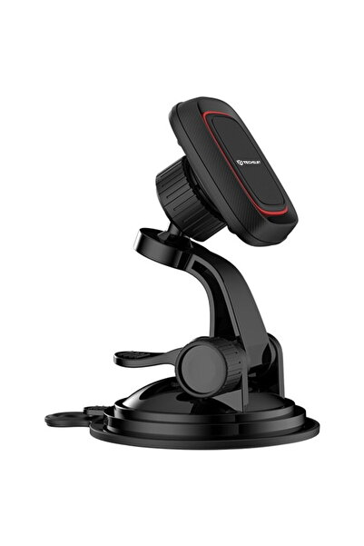 Techsuit Magnetic Car Mount for Dashboard with Metal Plates - Black/Red