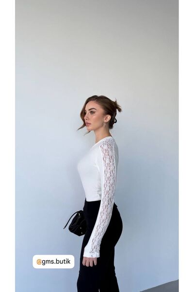 QBZ Stylish Lace Detailed Cotton Blouse