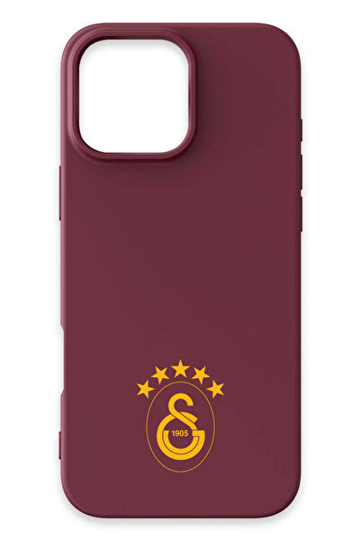 Galatasaray iPhone 16 Pro Max Uyumlu 5 Yıldız Sarı Arma Bordo Silikon Lisansl...