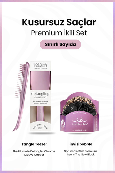 Tangle Teezer Chrome Mauve Saç Fırçası+Invisibobble Sprunchie Slim Leo Premiu...