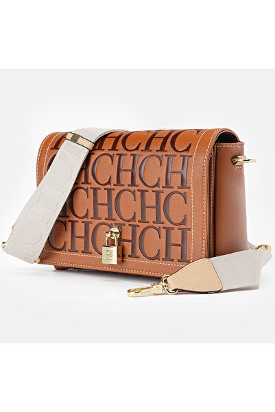 Carolina Herrera Fashion Design Crossbody Bag Metal-Adorned Buckle Shoulder B...