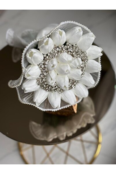 GÜRLEK TEKSTİL Islak Lale Yoğun Taşlı Gelin Çiçeği Damat Yaka Çiçeği Gelin Bu...