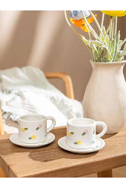 LC Waikiki Lcw Home Mixed Printed 2-Person Ceramic Coffee Cup Set 90 ml