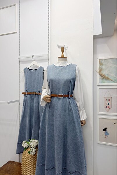 Faya Boutique Buz Mavisi Taba Kemerli Veloria Jile