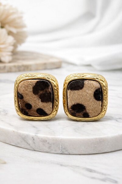 Vipfoni Square Leopard Steel Women's Earrings