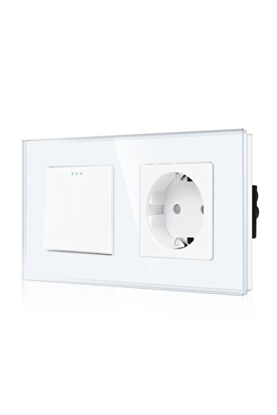 CnBingo Întrerupător din sticlă, cristal, LED, inteligent, tactil, alb