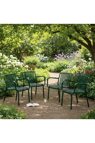 Asil Konsept 4 Adet Pastel Renkli Sert Plastik Çubuk Kollu Sandalye Kolçaklı ...