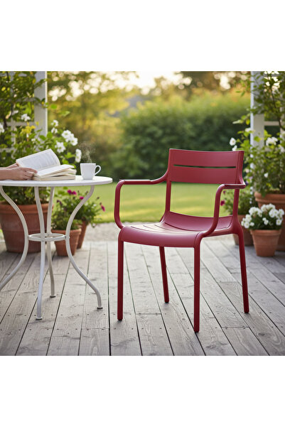 Asil Konsept Pastel Renkli Sert Plastik Kollu Sandalye Kolçaklı Bahçe Balkon ...