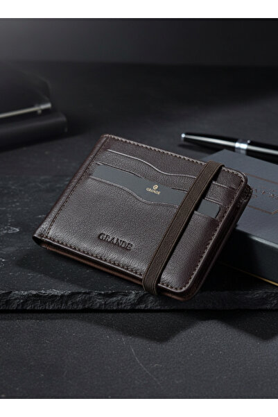 Grande 755 100% Genuine Leather Men's Wallet Card Holder Brown