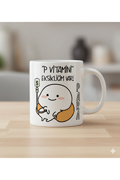 IŞILAY PROMOSYON Vitamin P for Humorous Design 11 oz White Ceramic Mug Cup