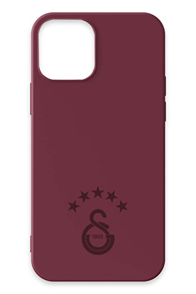 Galatasaray iPhone 12 Uyumlu 5 Yıldız Bordo Silikon Lisanslı Telefon Kılıfı