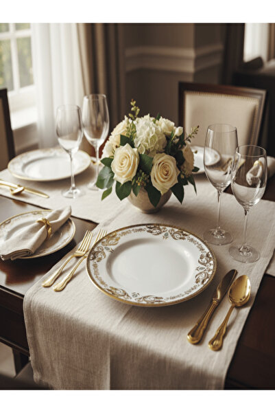 AKDC Angela Porcelain Side Plate 19 cm – White with Elegant Gold Flower Patte...