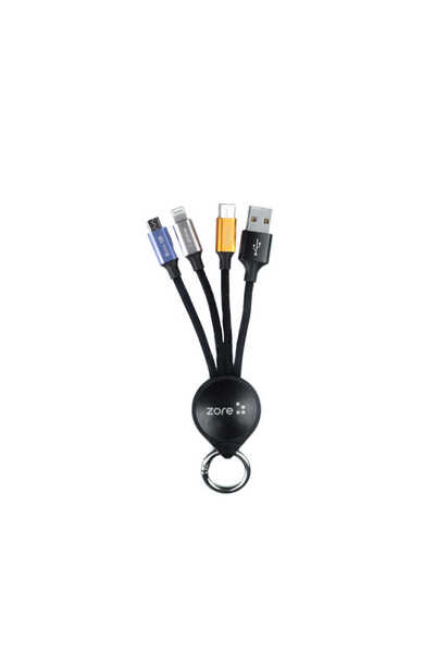 FLAMENKO Black Oks 3 in 1 USB Cable-Flmk