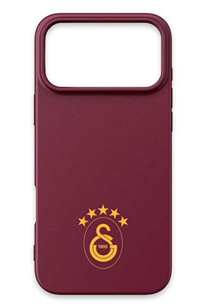 Galatasaray iPhone 17 Pro Max Uyumlu 5 Yıldız Sarı Arma Bordo Silikon Lisansl...