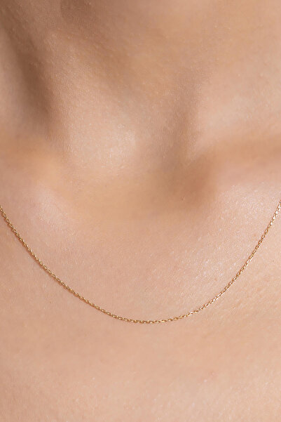 AMES GOLD KUYUMCULUK 14 Ayar Altın Klasik Hayalet Zincir Kolye 1 mm