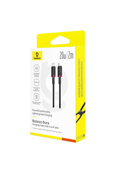 Baseus Cablu de încărcare rapidă Dura Type C pentru iP 20 W 2 m Negru, Roșu