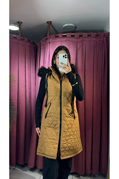 inci bayan giyim Quilted Long Vest
