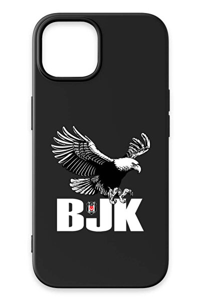 Beşiktaş iPhone 15 Uyumlu Kartal BJK Siyah Silikon Lisanslı Telefon Kılıfı