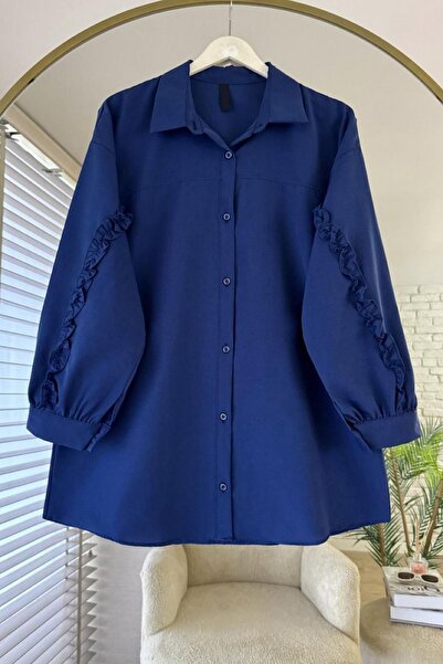 HİFADEN Women's Ruffled Sleeves Robe Hijab Shirt