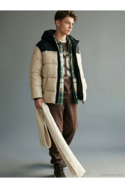 LC Waikiki Sparkling Choices Hooded Boy's Puffer Coat from Shining Store