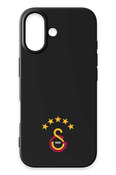 Galatasaray iPhone 17 Uyumlu 5 Yıldız Arma Siyah Silikon Lisanslı Telefon Kılıfı