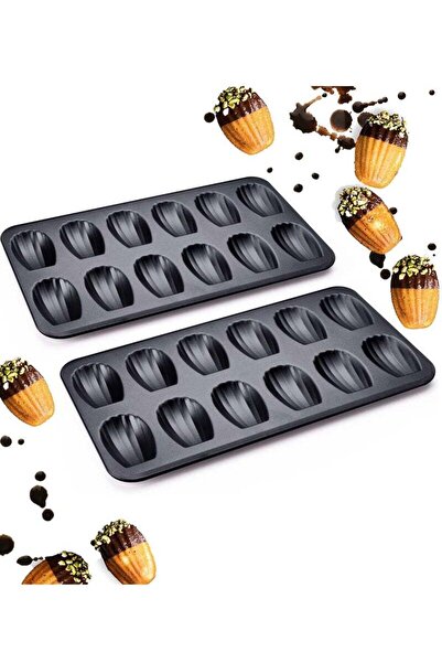 Arabest 12-Cavity Shell Shape Madeline Bakeware, Nonstick Madeleine Mold Cake...