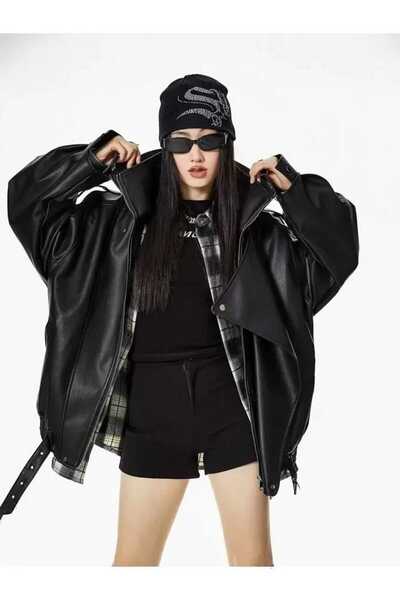 Oxygen Scarfs Women's Oversize Leather Jacket