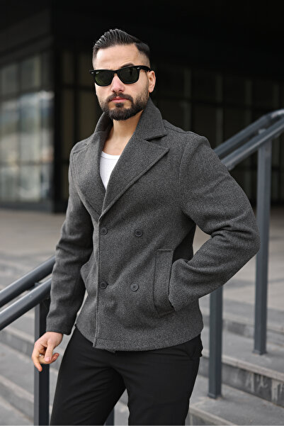 BASEL.CO Slim Fit Basic Double-Breasted Short Coat/Jacket