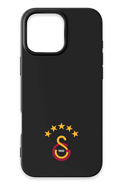 Galatasaray iPhone 16 Pro Uyumlu 5 Yıldız Arma Siyah Silikon Lisanslı Telefon...