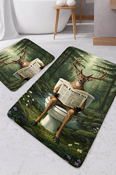 Harika bir ev HARİKABİREV|BANYO VE TUVALET PASPASI GAZETE OKUYAN GEYİK DESENİ...