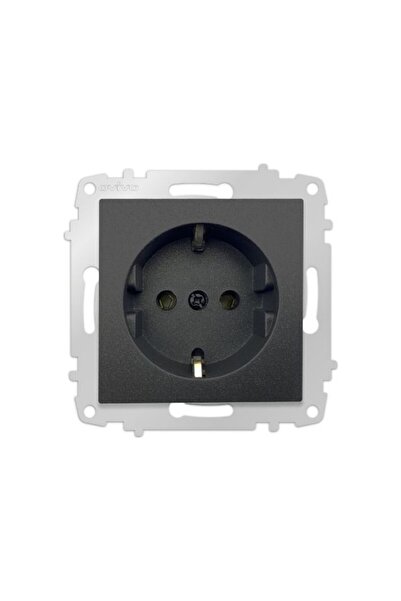ENFE Grano Metallic Black Grounded Socket Frameless