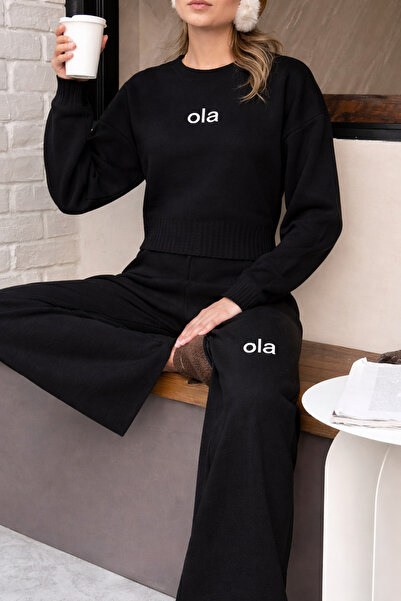NEWCO Ola Printed Sweater & Pants Two-Piece Knitwear Set