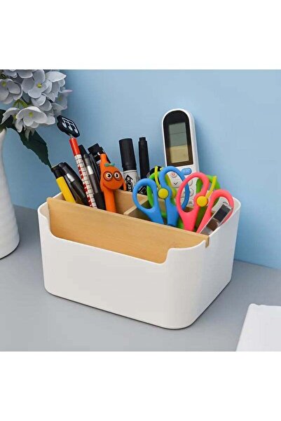 Arabest Bamboo Desk Organizer, With 5 Compartments, Office Organizer With Pen...