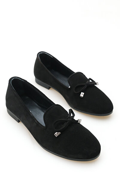 GNS Shoes Pantofi de damă RİVE din piele naturală, piele de căprioară neagră