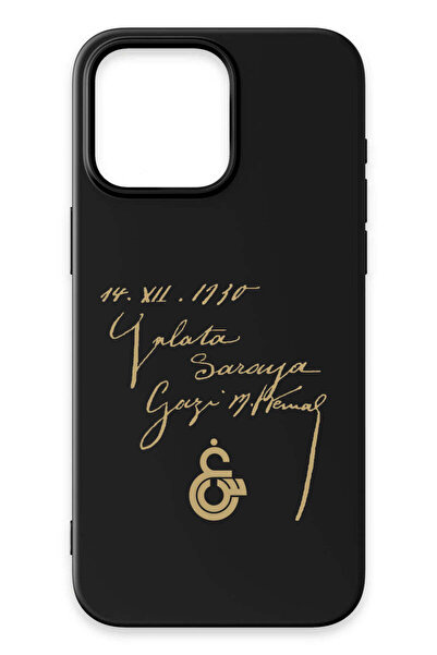 Galatasaray iPhone 15 Pro Uyumlu Atatürk İmza Siyah Silikon Lisanslı Telefon ...