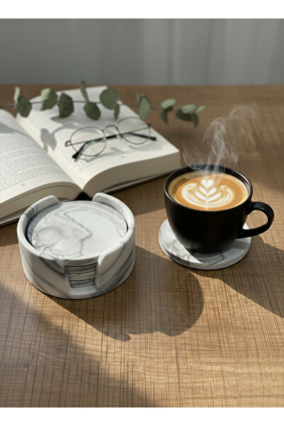 ALPİ HOME Gri Mermer Desenli Bardak Altlığı