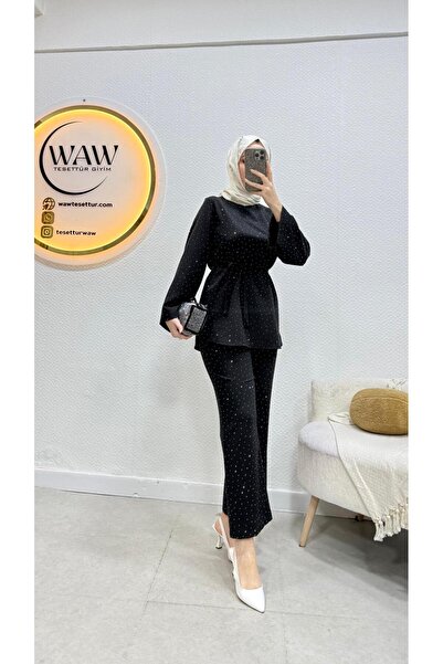 waw tesettür Işıltı Detaylı Tesettür Takım