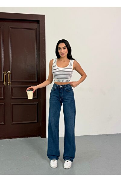 Lexsina Women's High Waist Wide Leg Jeans Palazzo Trousers