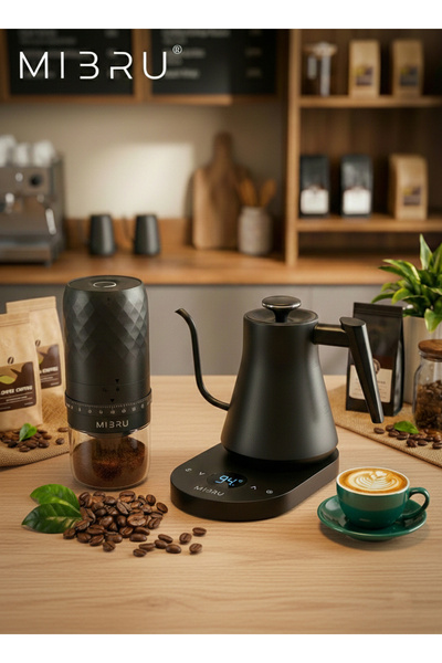 MIBRU Electric Kettle + Rechargeable Electric Grinder Set
