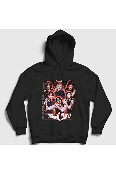 Presmono سويت شيرت بقلنسوة أسود للجنسين من Accendio K-Pop ive Ive 595897tt