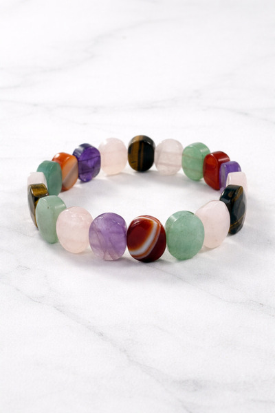 doublemax Faceted Chakra Natural Stone Bracelet