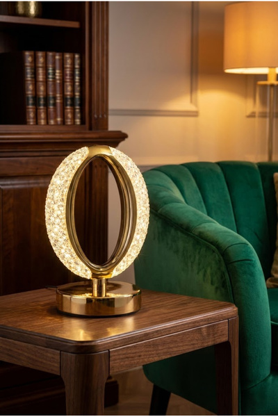 Vadi Dokunmatik Şarjlı 3 Kademeli Işıklı Kristal LED Gold Masa Lambası