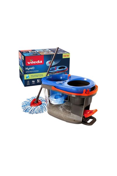 Vileda H2Pro Set Mop Rotativ cu Găleată – Separare Apă Curată/Murdară, Stoarcere cu Pedală