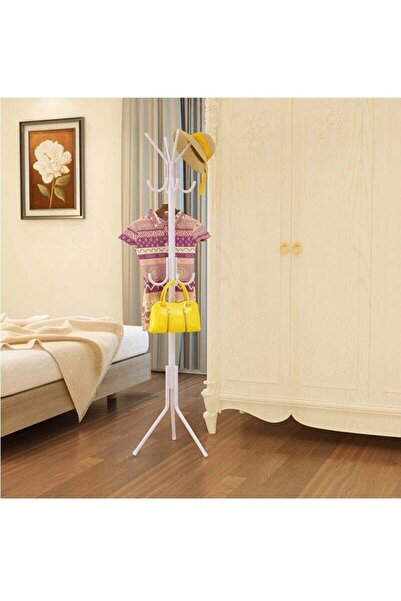 Arabest Floor Standing Coat Rack, With 12 Hooks, White