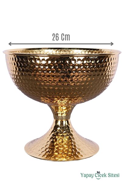 Yapay Çiçek Sitesi Metal Decorative Impact Vase 22 cm Gold
