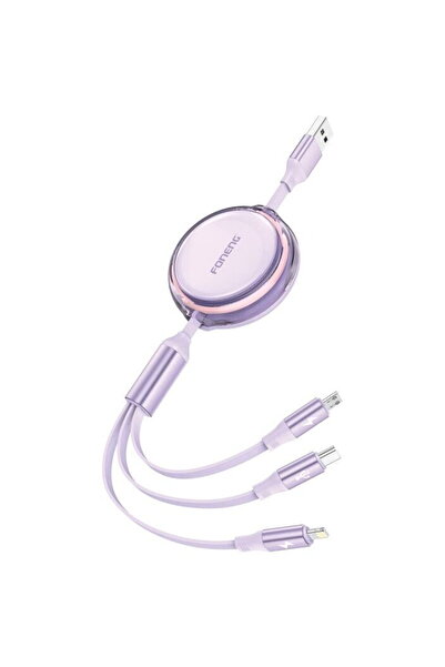 FONENG 3-in-1 Retractable Cable X113 1.1M Purple