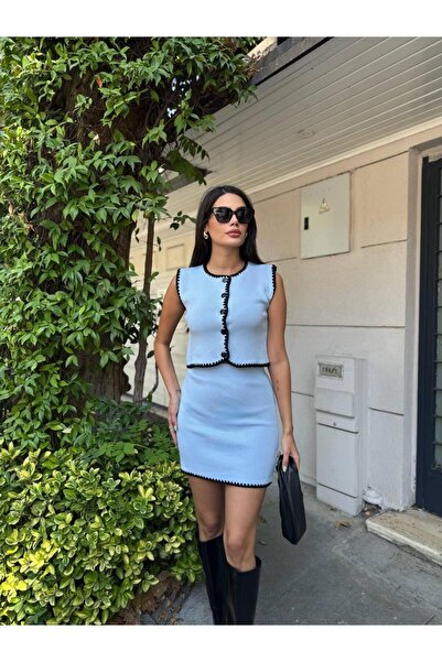 QBZ Set de tricotaje: vestă și fustă mini