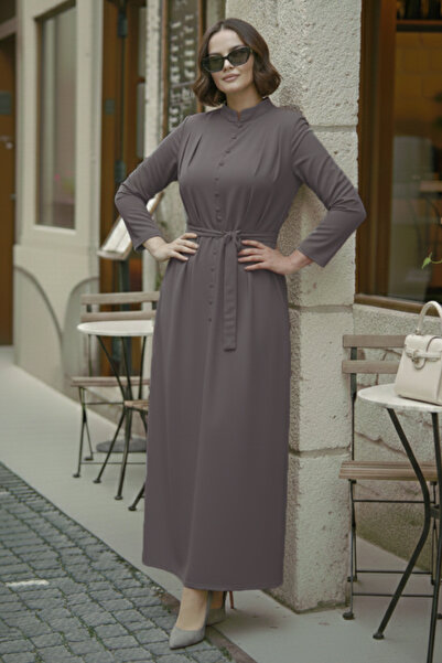 benguen Buttoned Hijab Dress N7204 Mink